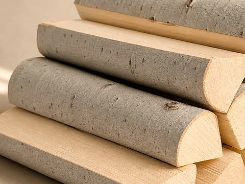 Набор дров для бани «Банный день» — крупный план торцов поленьев